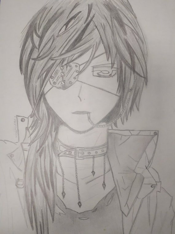 Anime Boy Made Freehand Pencil On Sheet A4 Personing Manga Etsy