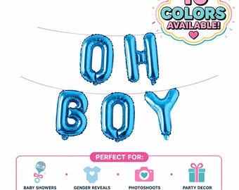 Oh Boy Balloons | Baby Shower Decorations | Baby Girl Baby Shower | Baby Boy Shower | Baby Shower Letter Balloons | Oh Baby | Oh Boy Decor