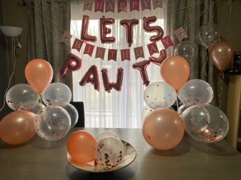 Lets Pawty Balloon |Letter Balloons |Balloon Letters| Dog Birthday Balloon Banner Puppy Birthday Lets Pawty