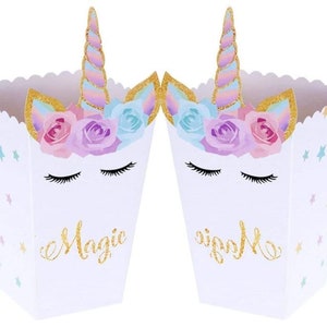 Unicorn Party Favor Bags Unicorn Birthday Party Unicorn Decorations Unicorn Goodie Bags Unicorn Popcorn Containers Magic Party Theme Favors