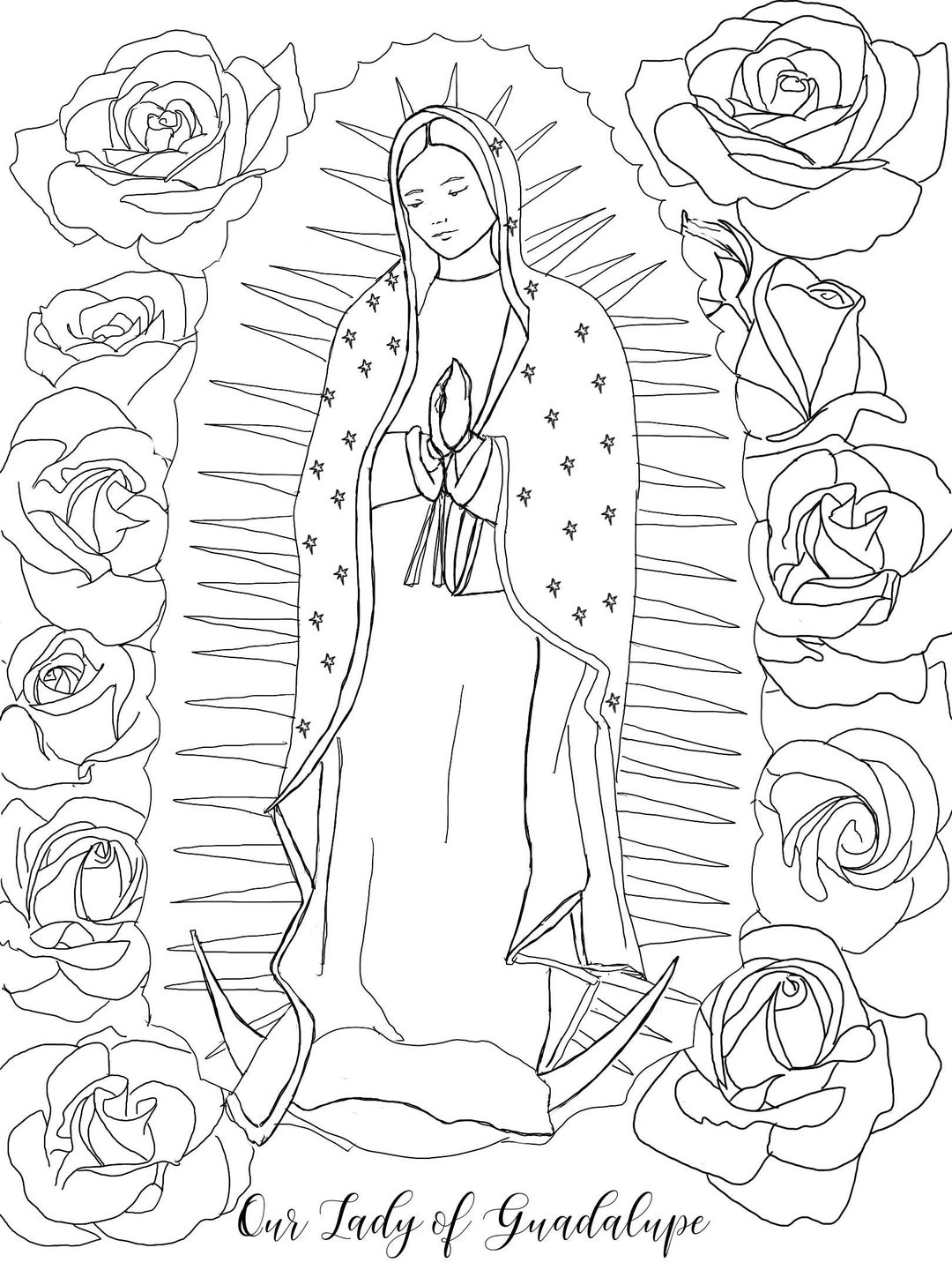 Our Lady of Guadalupe Coloring Page - Etsy