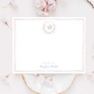 Roze blauwe kuif bedankkaarten, gender Reveal briefpapier babyshower, roze blauwe wagen, notitiekaarten babyshower, bewerkbaar, BPB