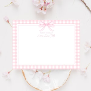 Druckbar aus dem Kinderzimmer der Karten, Dankeschön-Hinweiskarten, Babyparty-Briefpapier, rosa Gingham-Briefpapier, Mädchen-Babyparty, Neugeborene, nP