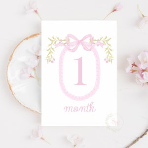 Aquarelles cartes jalons fille, lot de 16 cartes jalons bébé, cadeau baby shower, souvenirs de bébé, accessoire photos bébé, téléchargement immédiat