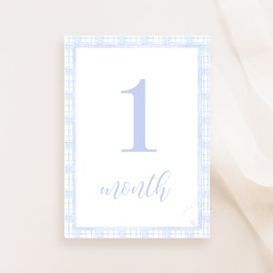 Aquarelles cartes jalons bébé, jalon mensuel garçon, lot de 16 cartes jalon bleus, cadeau baby shower, souvenirs de bébé, téléchargement immédiat