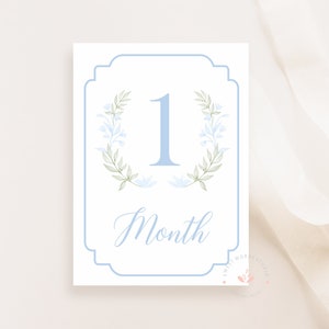 Boy Monthly Milestone Cards, Set of 16 Blue Milestone Cards, Baby Shower Gift, Baby Memories, Green Milestone, Baby Photos, Instant Download