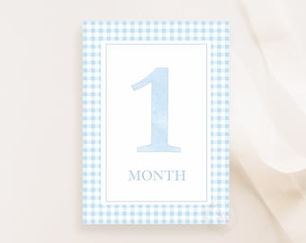 Meilensteinkarte, Aquarell Baby Meilensteinkarte, Junge monatlich Meilenstein, Set 16 Karten, Babypartygeschenk, Babyerinnerungen, printable