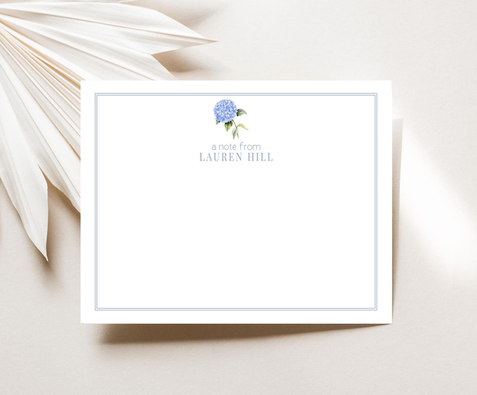 Personalized Blue Hydrangea Stationery Set, Floral Thank You Notecards ...