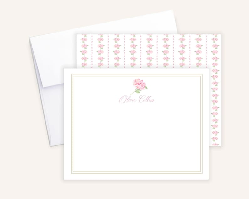 Personalized Hydrangea Stationery Set, Floral Thank You Notecards ...