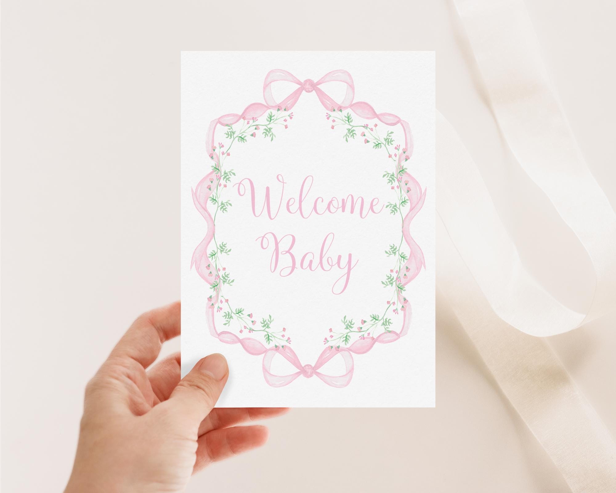 Baby Girl Milestone Cards, Watercolor Floral Milestone Cards, Pink Bow ...