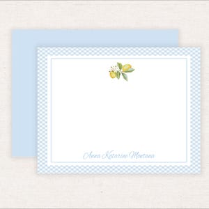 Zitrone Briefpapier, Zitrone Grußkarten, Botanische Dankeskarte, Personalisiertes Briefpapier für Frauen, Geschenke für Mama, bearbeitbar