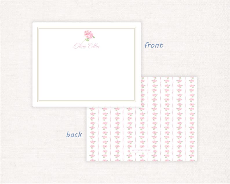 Personalized Hydrangea Stationery Set, Floral Thank You Notecards ...