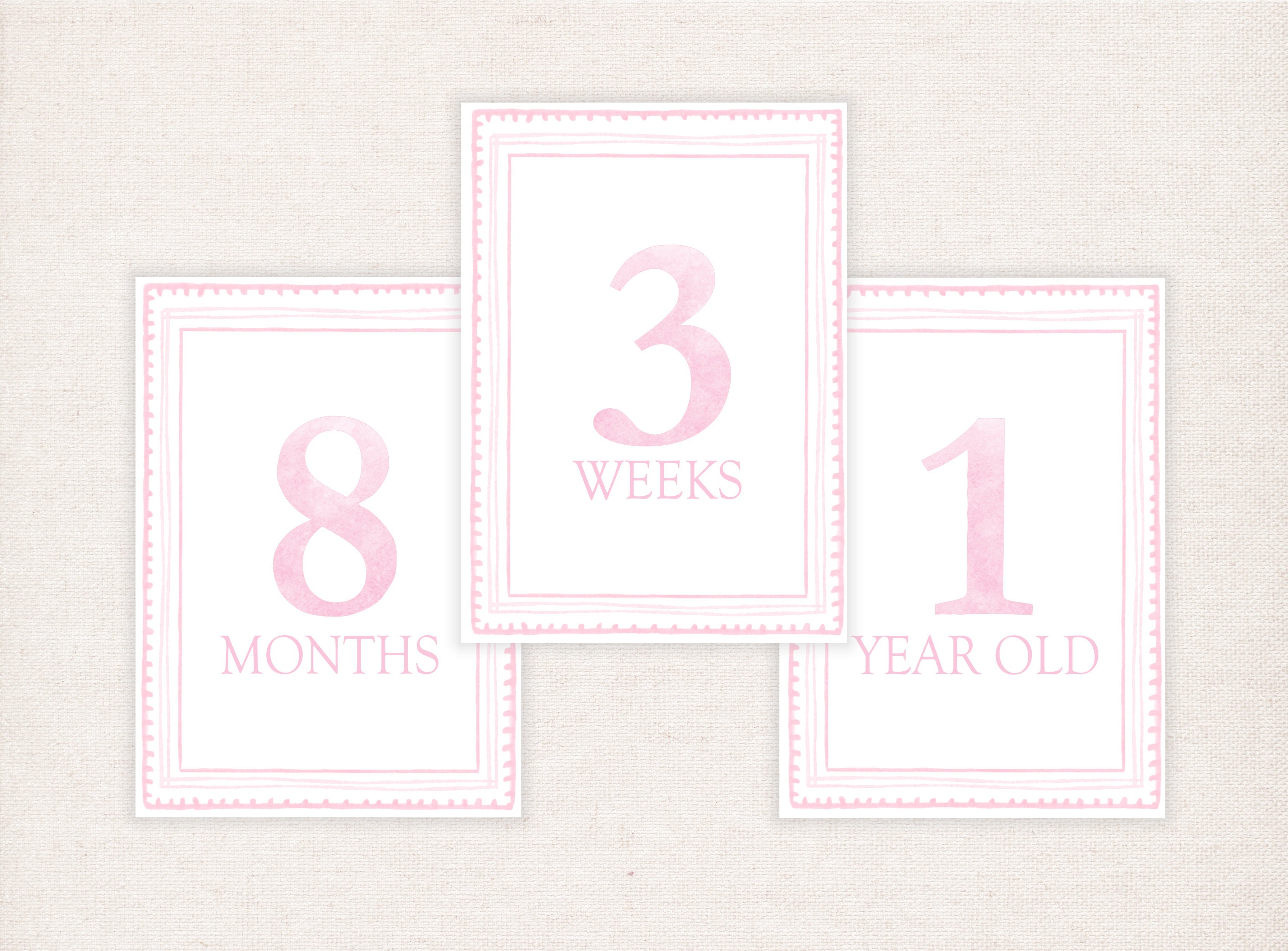 Watercolor Pink Milestone Cards, Girl Monthly Milestone, Set of 16 ...