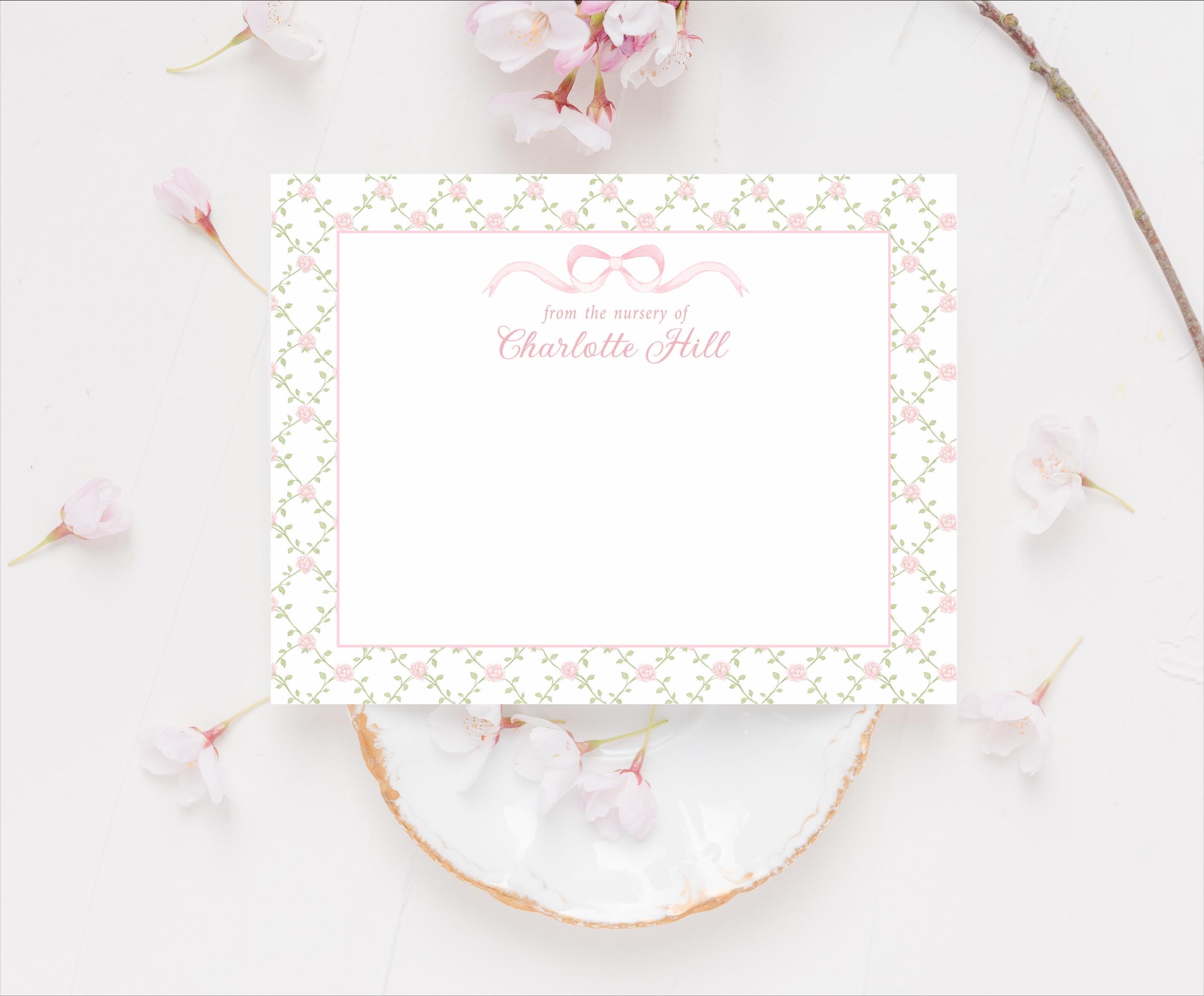 From the Nursery of Card Set, Pink Bow Girl Baby Shower Thank You Cards ...
