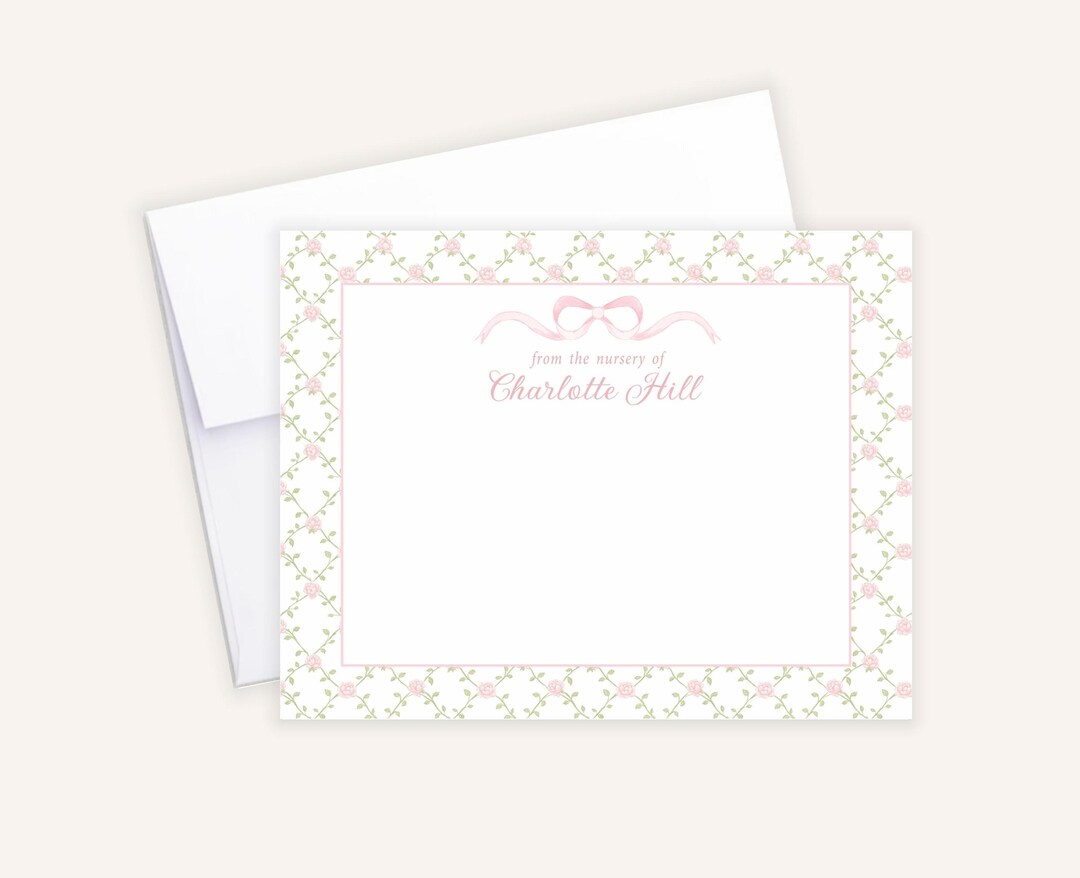 From the Nursery of Card Set, Pink Bow Girl Baby Shower Thank You Cards ...