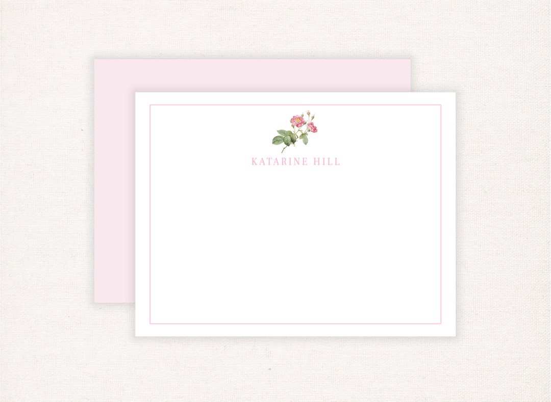 Printable Stationery for Women, Roses Notecards, Botanical Thank You ...