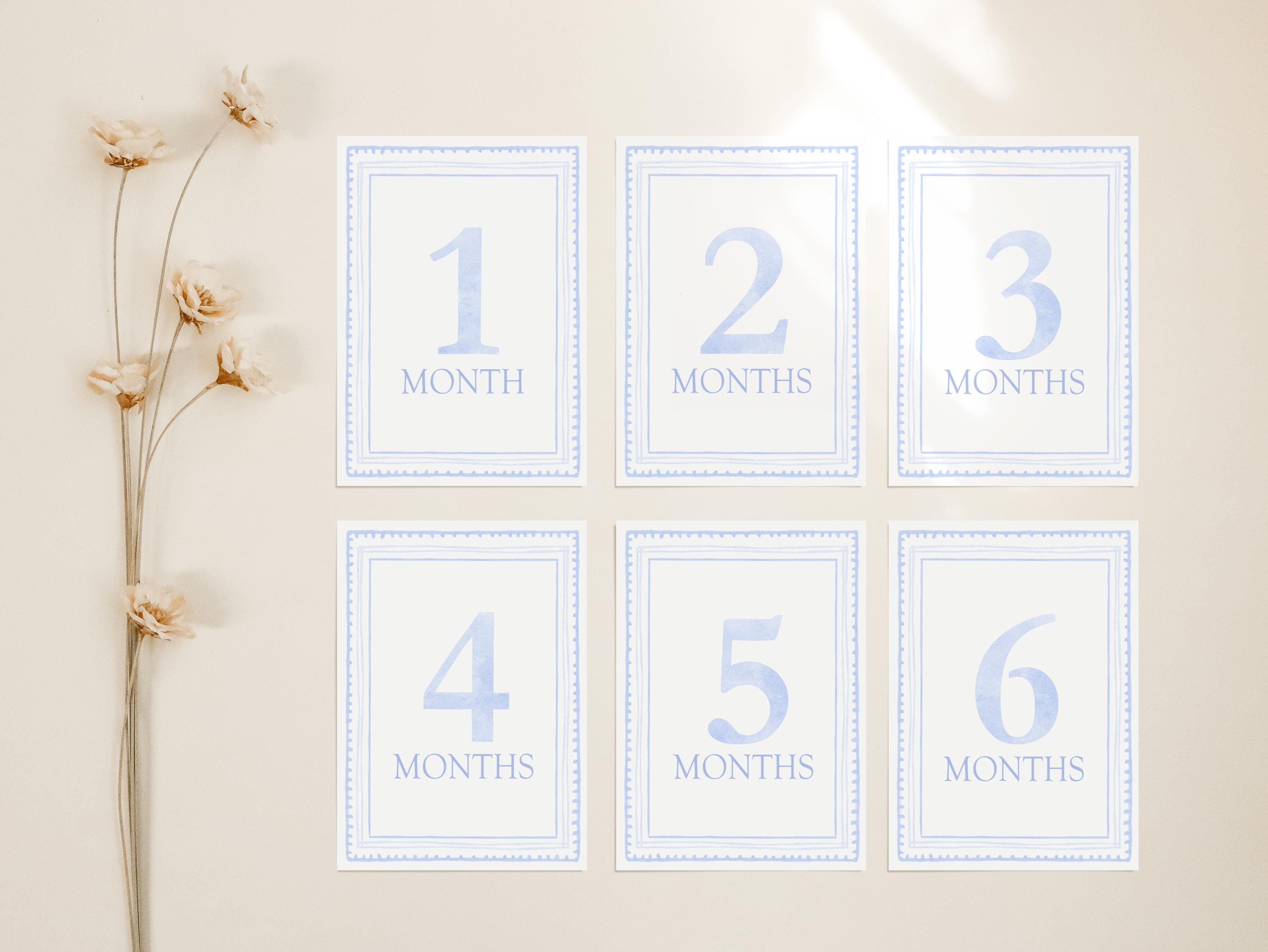 Baby Boy Milestone Card Set, Blue Monthly Milestones, Baby Shower Gift ...