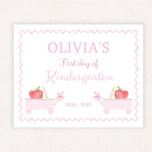 Printable First Day of School Sign, Pink Back to School Sign, Editable School Sign 8x10&quot;, Last Day of School Sign, Girl School Sign