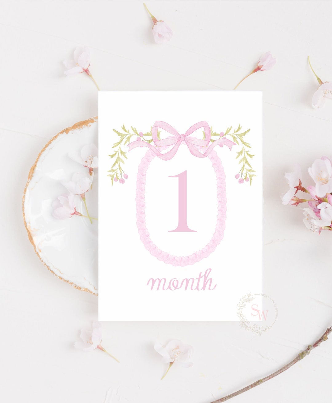 Watercolor Girl Milestone Cards, Set 16 Baby Milestone Cards, Baby ...