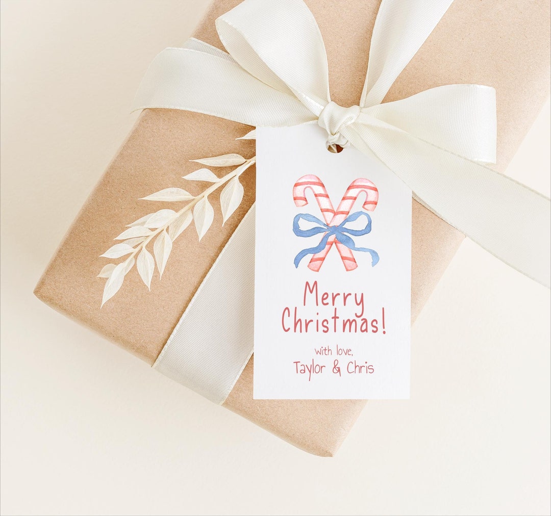 Candy Cane Christmas Tags, Printable Holiday Gift Tag, Merry Christmas ...