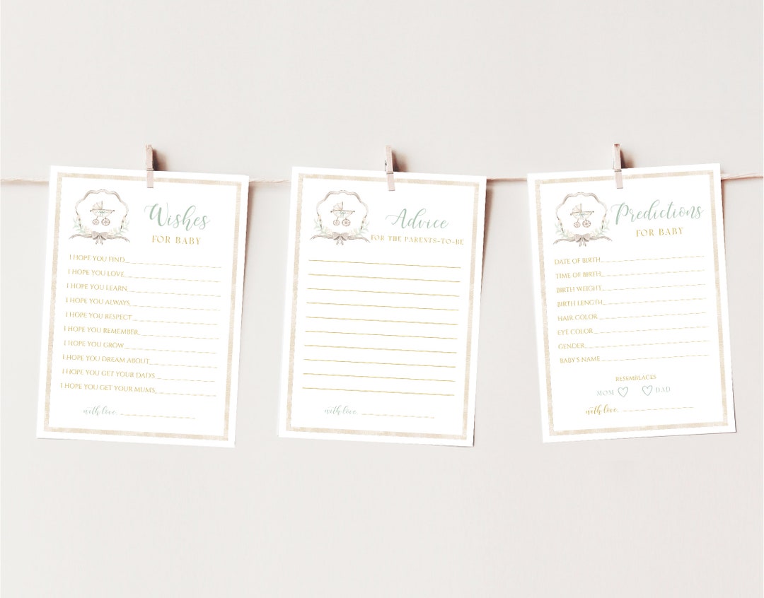 Gender Neutral Crest Baby Shower Games, Advice Card, Baby Shower