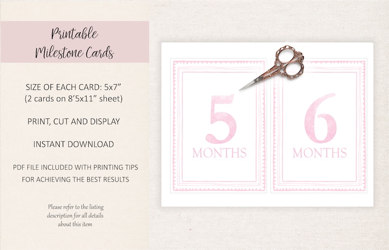 Watercolor Pink Milestone Cards, Girl Monthly Milestone, Set of 16 ...