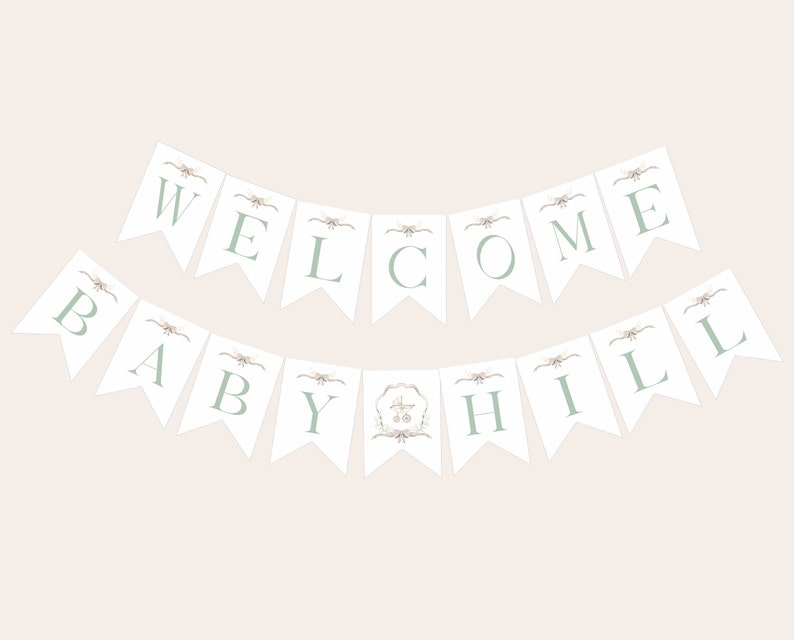 Gender Neutral Crest Baby Shower Banner, Welcome Baby Banner, Carriage