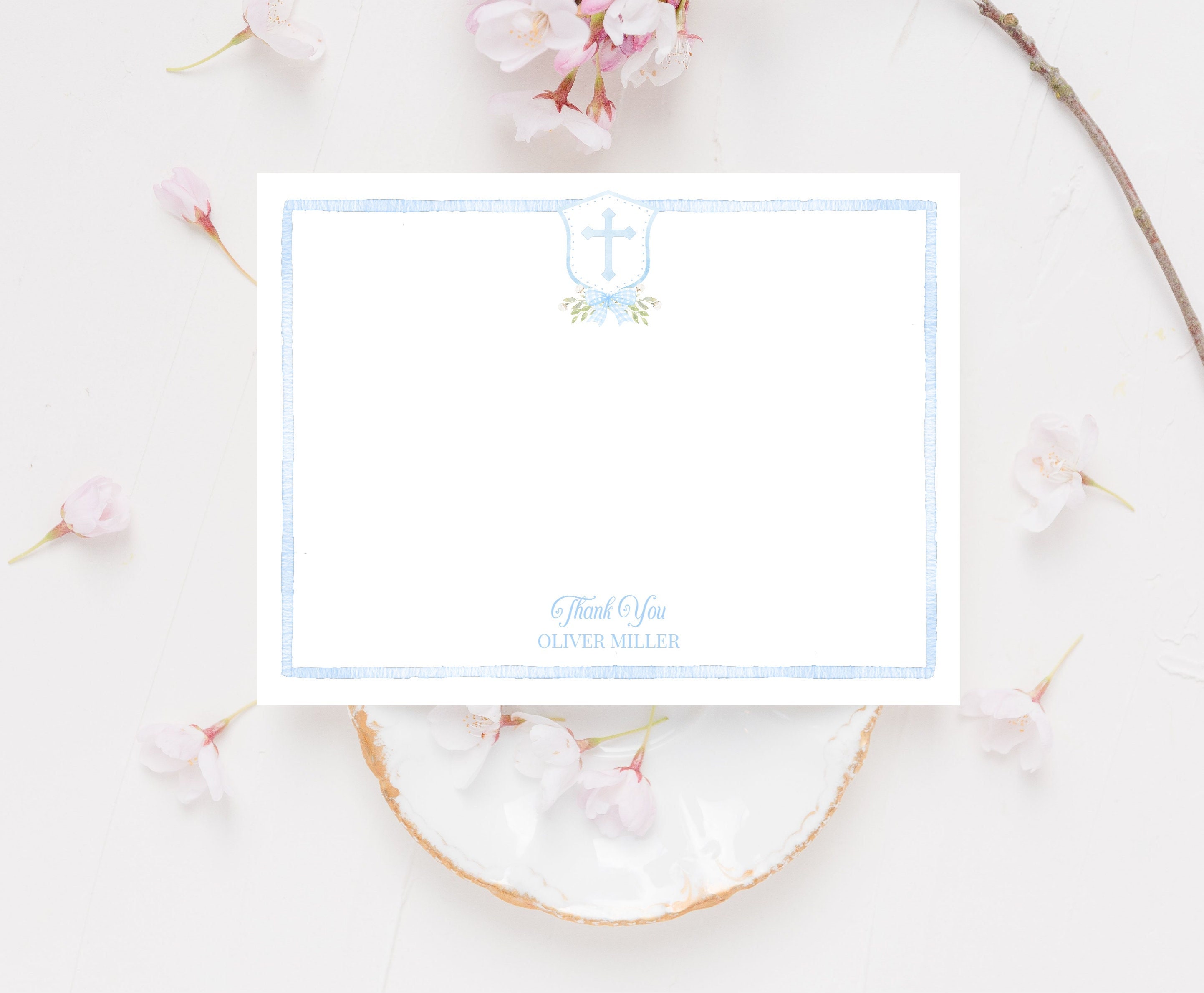 Printable Baptism Thank You Note Cards Baptism Stationery Etsy UK