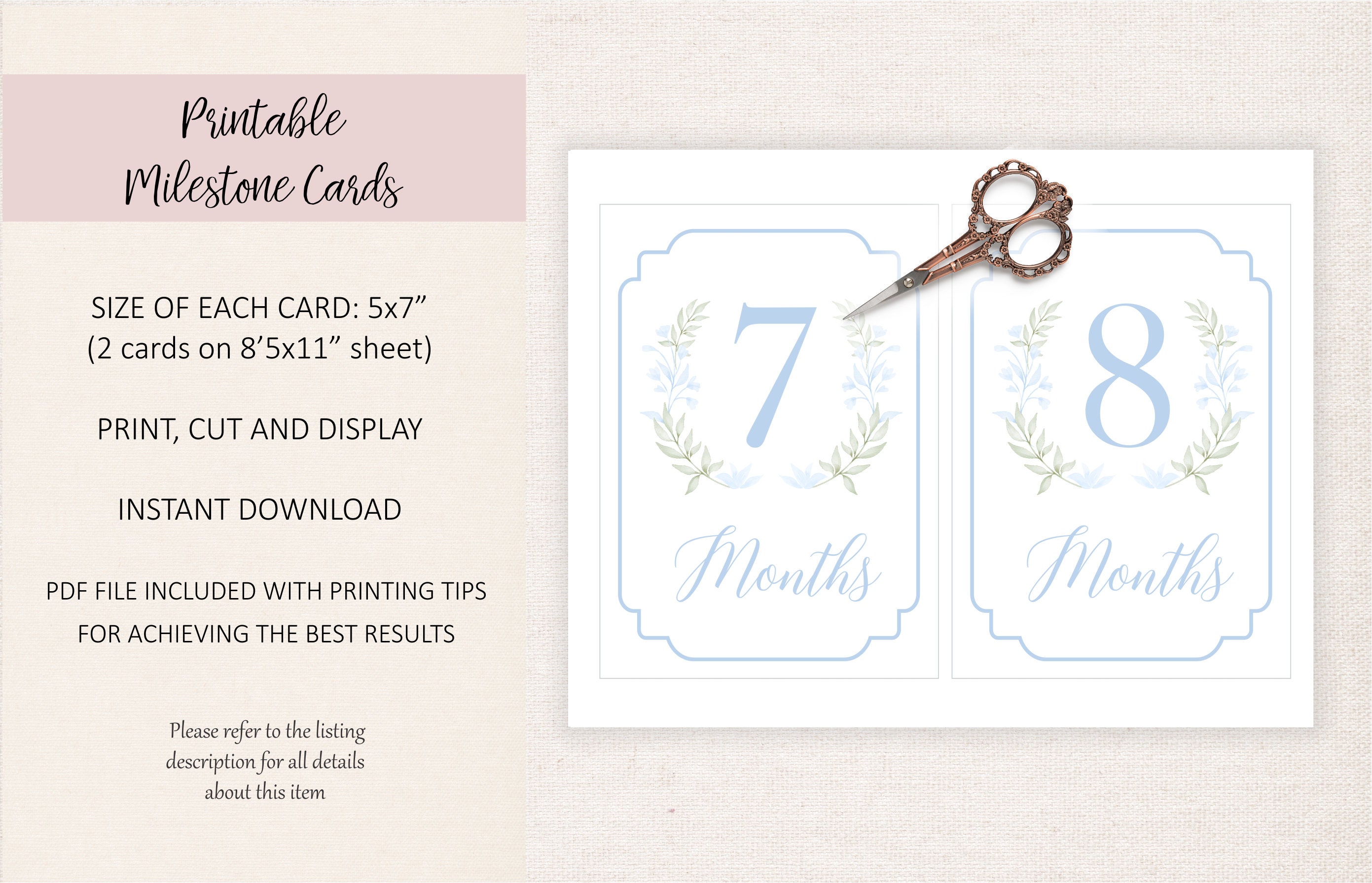 Boy Monthly Milestone Cards, Set of 16 Blue Milestone Cards, Baby ...