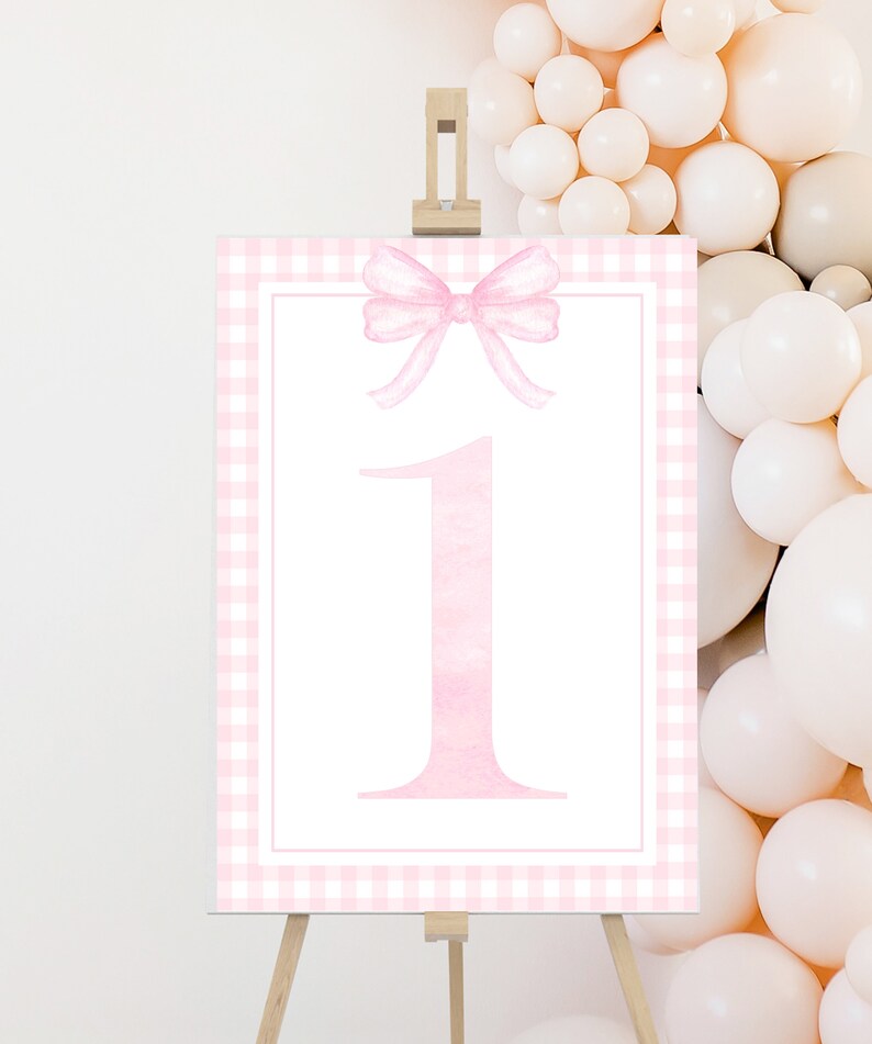 Pink Gingham One Sign, Birthday Backdrop 24x36", Girl 1st Birthday ...