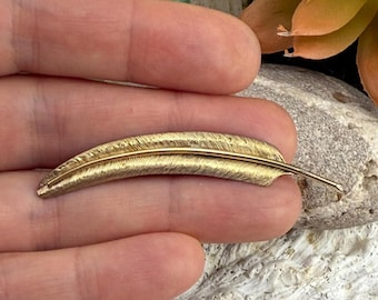 Estate Vintage Harry S. Bick & Son Feather Brooch Pin, 12 KT Gold Filled 1970s
