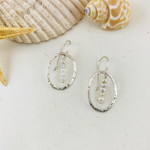 Freshwater Pearl Silver Earrings, Handmade, Fine silver, Sterling silver