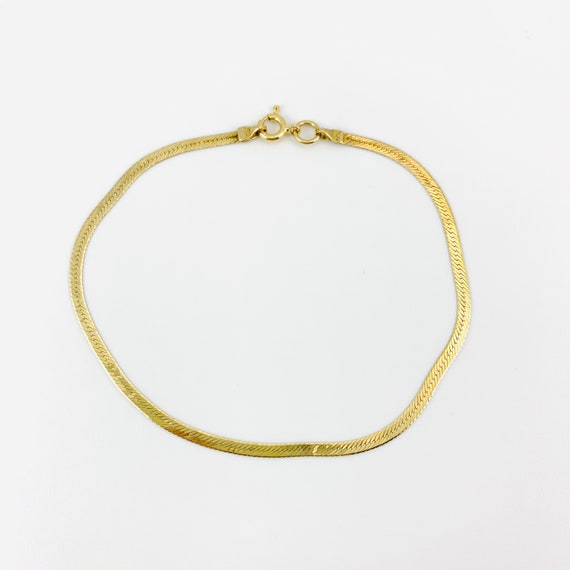 Estate 14K Yellow Gold Herringbone Chain Bracelet 
