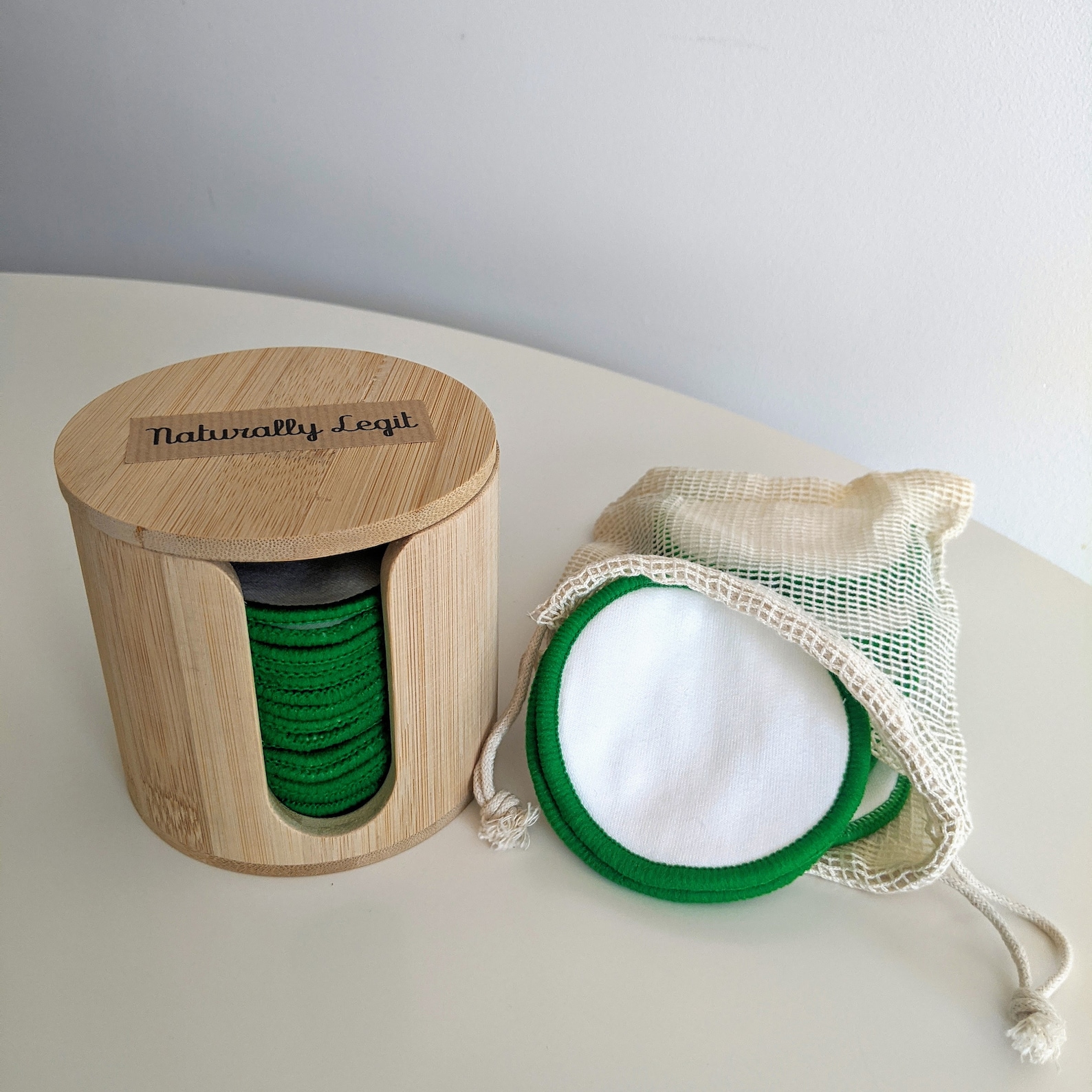 Reusable Cotton Rounds with Bamboo Holder Organic Cotton 16 Etsy