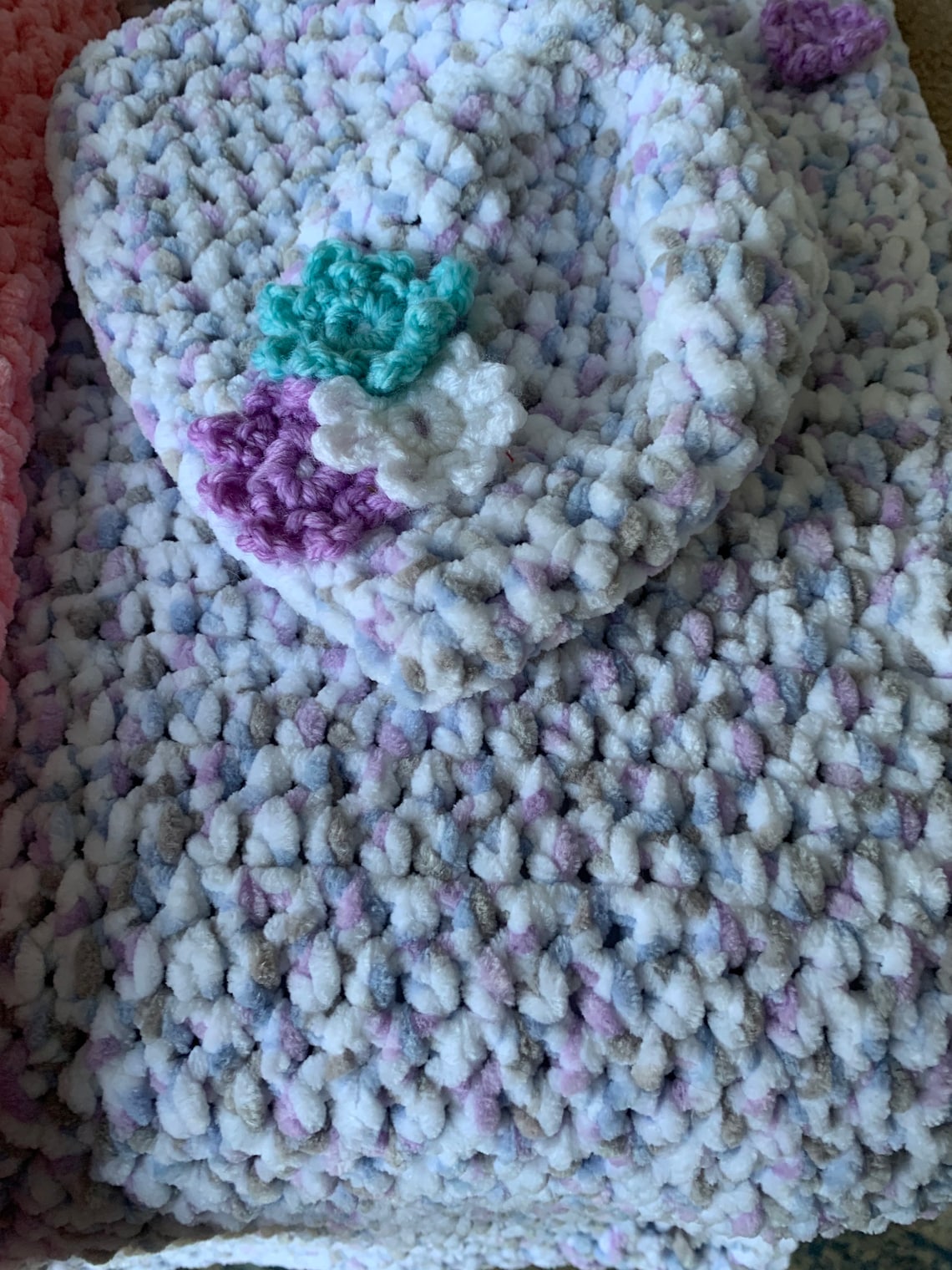 Baby/pram blanket and hat hand crocheted Etsy