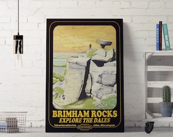 Brimham Rocks Art | Nidderdale Print | Yorkshire Dales Watercolour | British Railway Poster | Vintage Railway Poster | Brimham Rocks