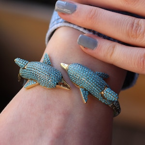 Braccialetto turchese delfino, braccialetto fatto a mano delfino, braccialetto animale, braccialetto turchese, regalo per lei, braccialetto delfino d&#39;argento, polsino d&#39;argento