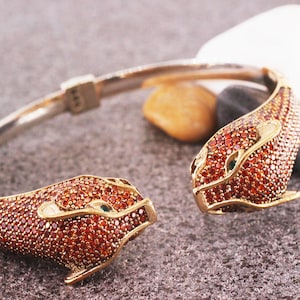 925 Sterling Silver Tiger Bracelet, Turkish Handmade Quartz Bracelet, Silver 925 Animal Tiger Cuff, Gift for Her, Silver Bangle Cuff