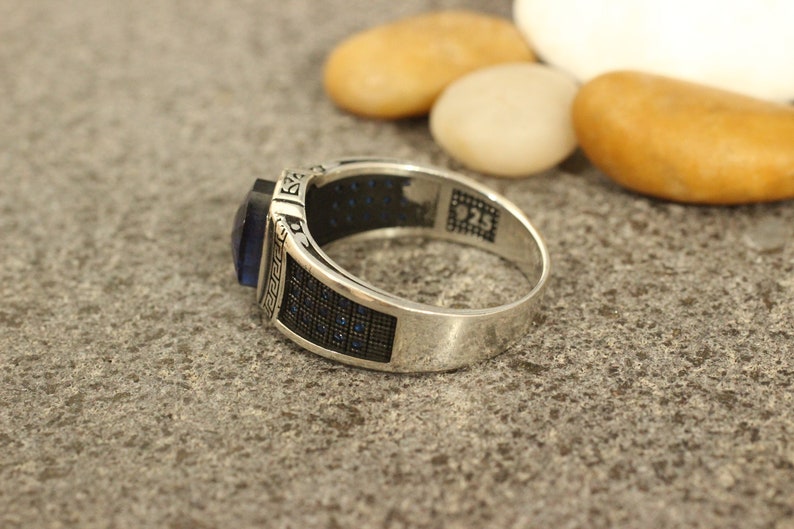 Sterling Silver 925 Sapphire Men's Ring Men's Ring Etsy