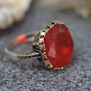 Sterling Silber 925 Rubin handgefertigte Ring, osmanischen Stil Ring, Silber 925 Ring, Geschenk für sie, Silber Ring, osmanischen Stil Ring, Rubin Silber Ring