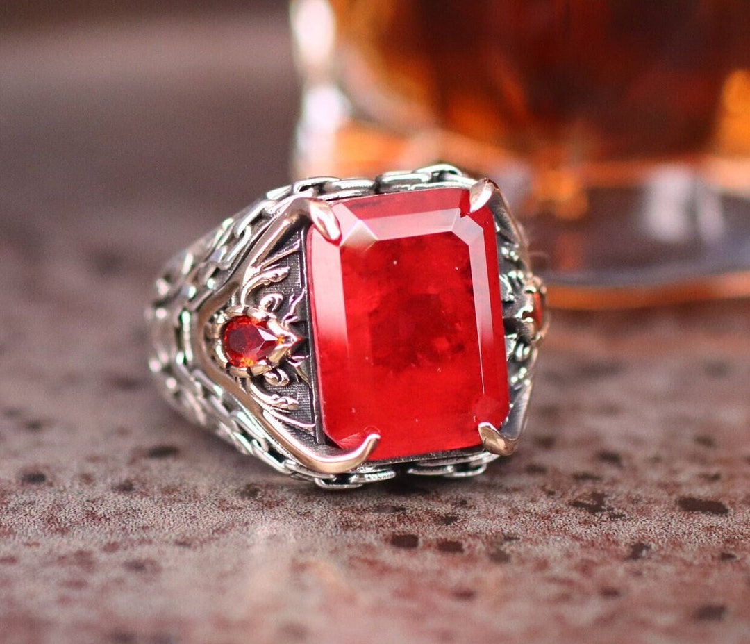 ＊925 天然ルビーのシャンデリアリング＊ ruby ring silver Sterling Silver 925 Mens Ring, Ruby Ring, Ruby Mens Silver Ring