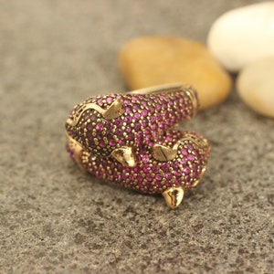 Silver Ruby Ring, Ruby Handmade Ring, Silver 925 Ring, Gift for Her, Silver Ring, Animal Ring, Tiger Ring, Ruby, Turkish Ring, Ruby Jewelry image 2