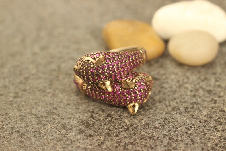 Silver Ruby Ring, Ruby Handmade Ring, Silver 925 Ring, Gift for Her, Silver Ring, Animal Ring, Tiger Ring, Ruby, Turkish Ring, Ruby Jewelry image 2