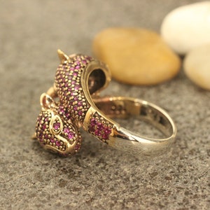 Silver Ruby Ring, Ruby Handmade Ring, Silver 925 Ring, Gift for Her, Silver Ring, Animal Ring, Tiger Ring, Ruby, Turkish Ring, Ruby Jewelry image 3