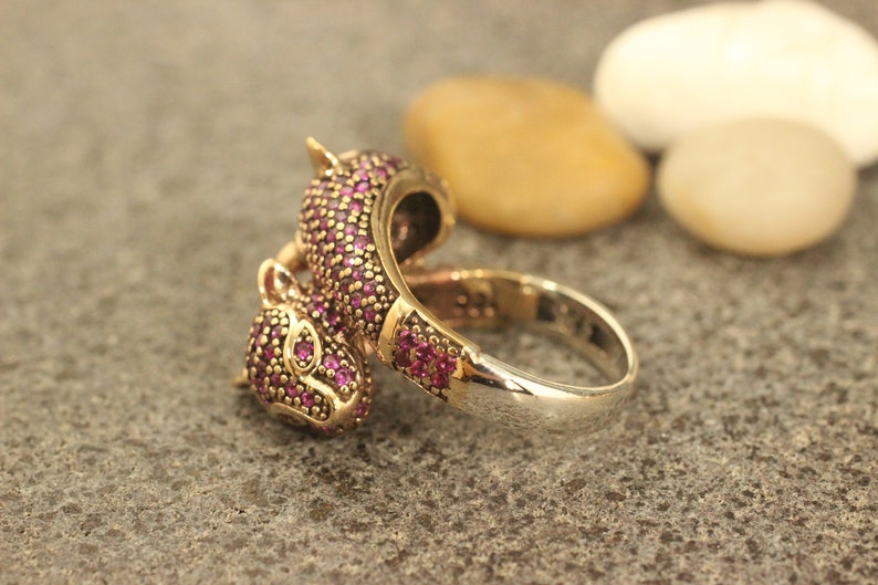 Silver Ruby Ring, Ruby Handmade Ring, Silver 925 Ring, Gift for Her, Silver Ring, Animal Ring, Tiger Ring, Ruby, Turkish Ring, Ruby Jewelry image 3