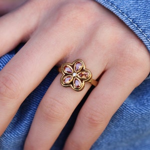 Quartz Flower Ring, Quartz Handmade Silver Ring, Silver 925 Ring, Gift for Her, Flower Ring, Mothers Day Gift, Mom Gift, Gift for Her