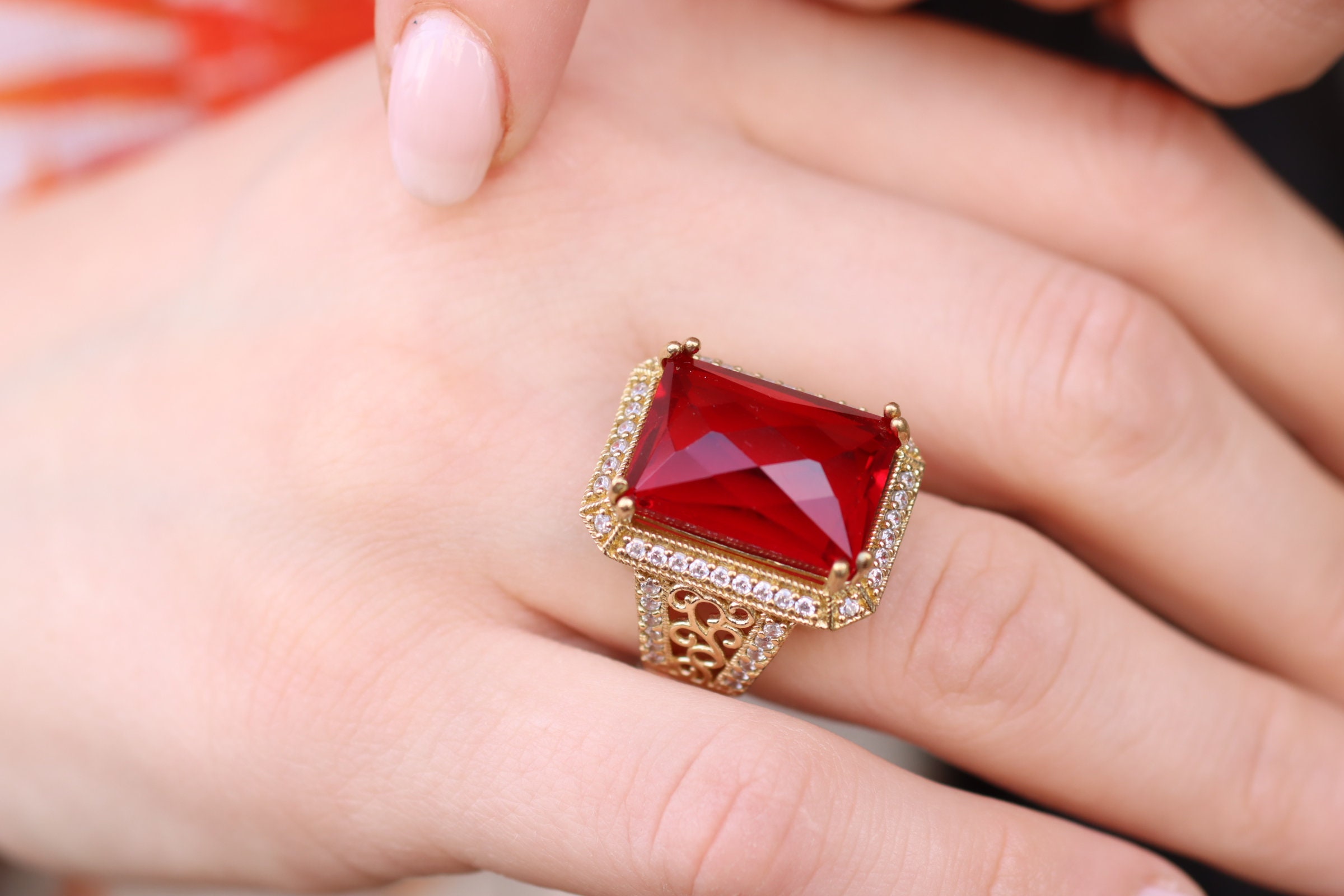Ruby Ring, Silver Ruby Handmade Ring, Ottoman Style Ring, Turkish Handmade Ring, Ladies Ring, Silver 925 Ring, Womens Jewelry, Handmade Ring