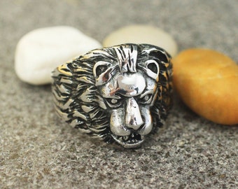 Mens Silver King Ring, Sterling Silver 925 Mens Handmade Ring, Gift for Him, Mens Jewelry, Handmade Ring, King Jewelry, King Head Ring