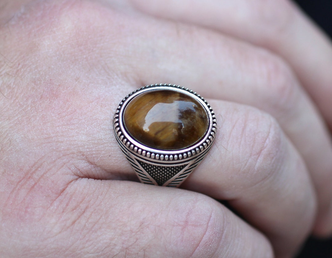 Tiger's Eye Men's Ring, Statement Mens Ring, Tiger Eye's Mens Ring