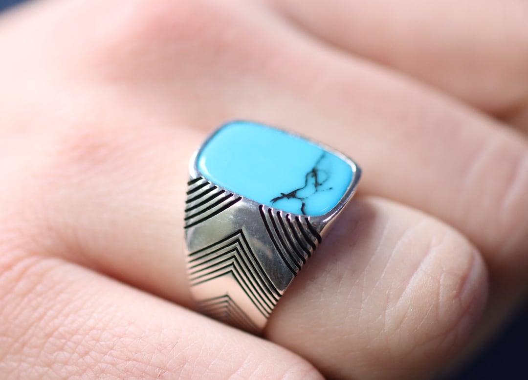 Turquoise Mens Ring, Mens Ring, Handmade Mens Ring, Gift for Him, Gift for Men, Gift for
